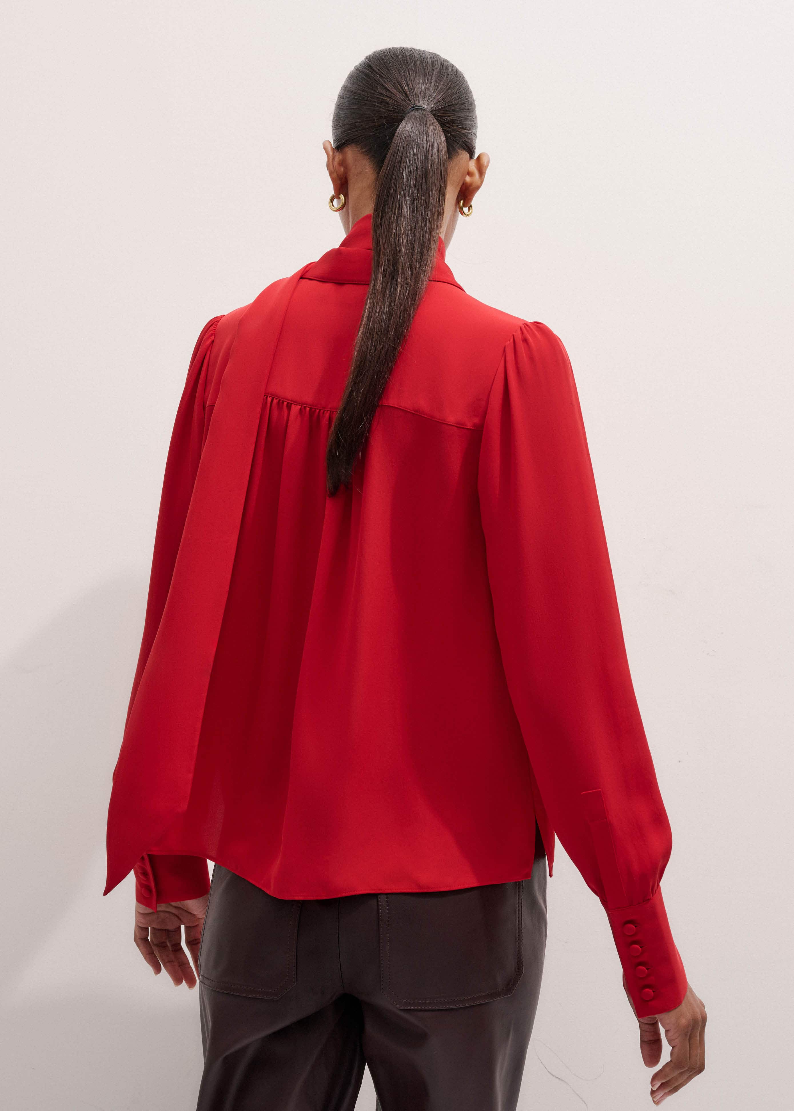 Red Silk Button Layering Shirt + Tie meandem