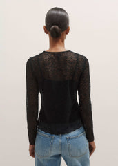 Black Lace Crew Neck Top meandem