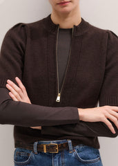 Brown Slim Crew Neck Top meandem