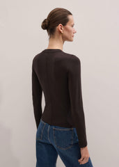Brown Slim Crew Neck Top meandem