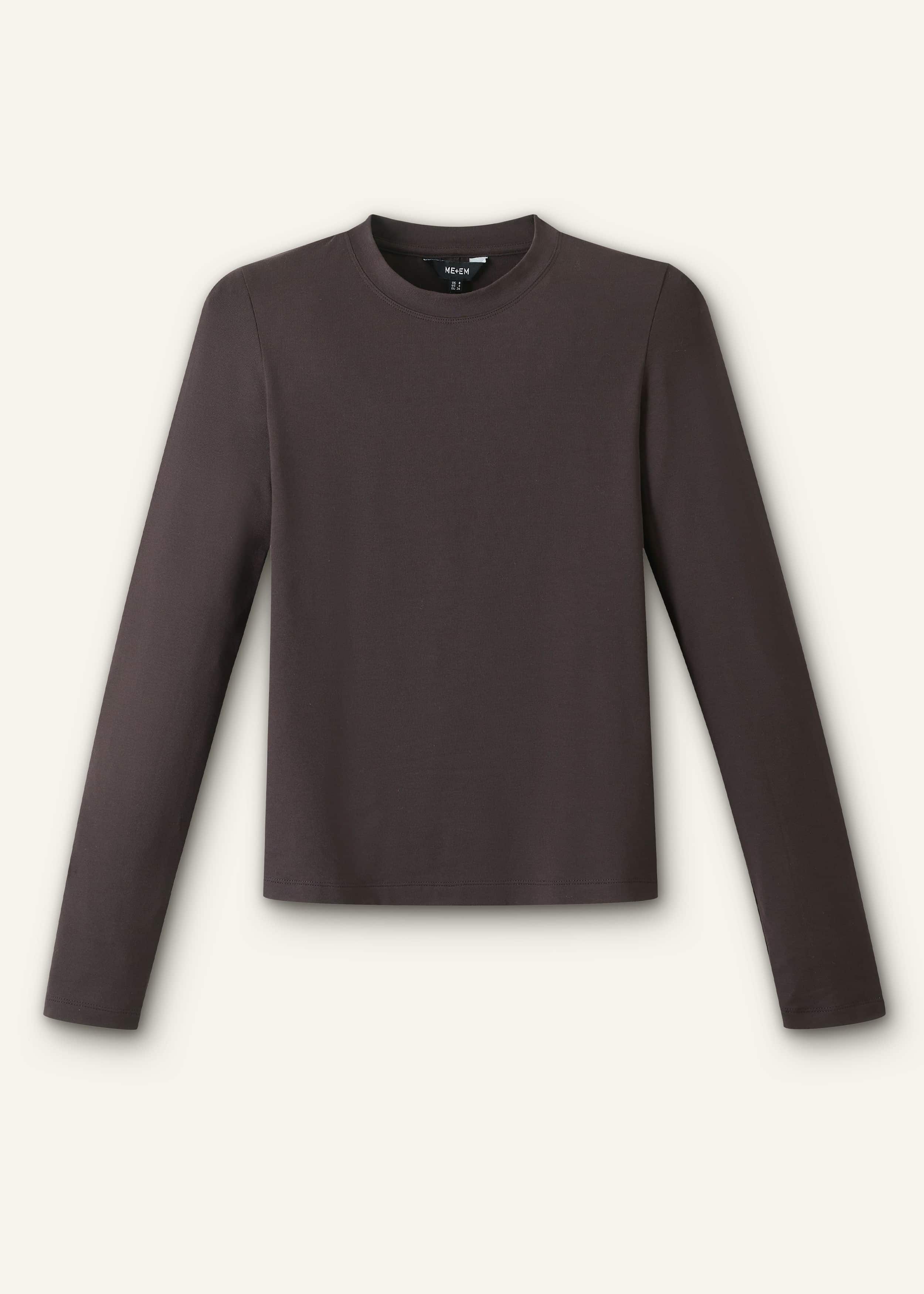 Brown Slim Crew Neck Top meandem