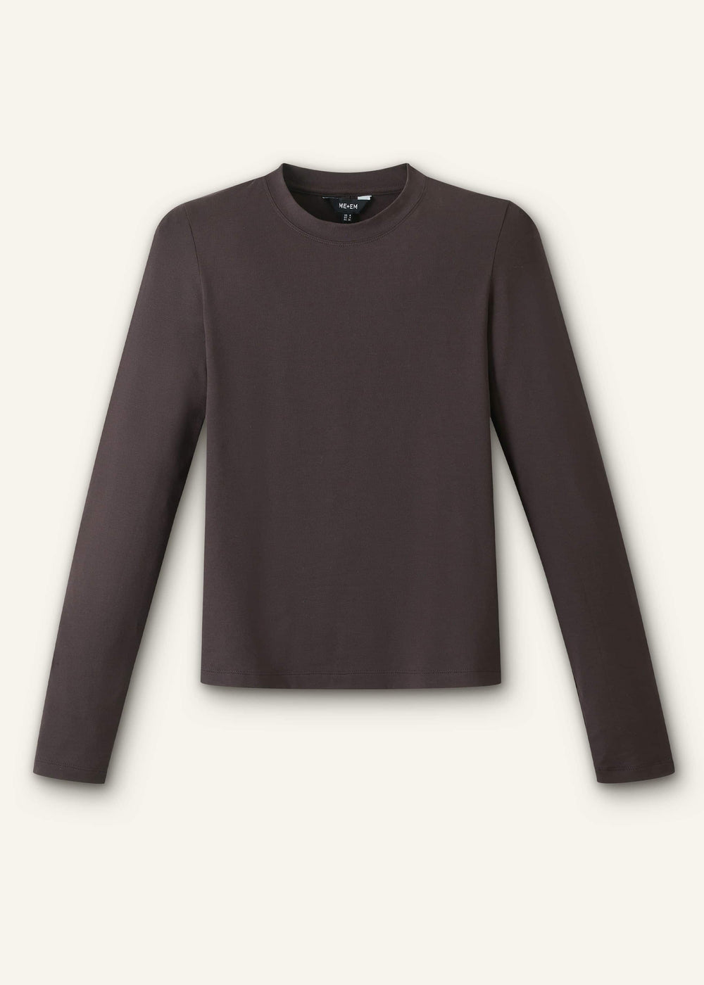 Brown Slim Crew Neck Top meandem