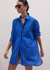 Blue Striped Oversized Beach Shirt meandem
