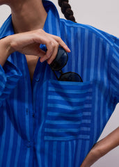 Blue Striped Oversized Beach Shirt meandem