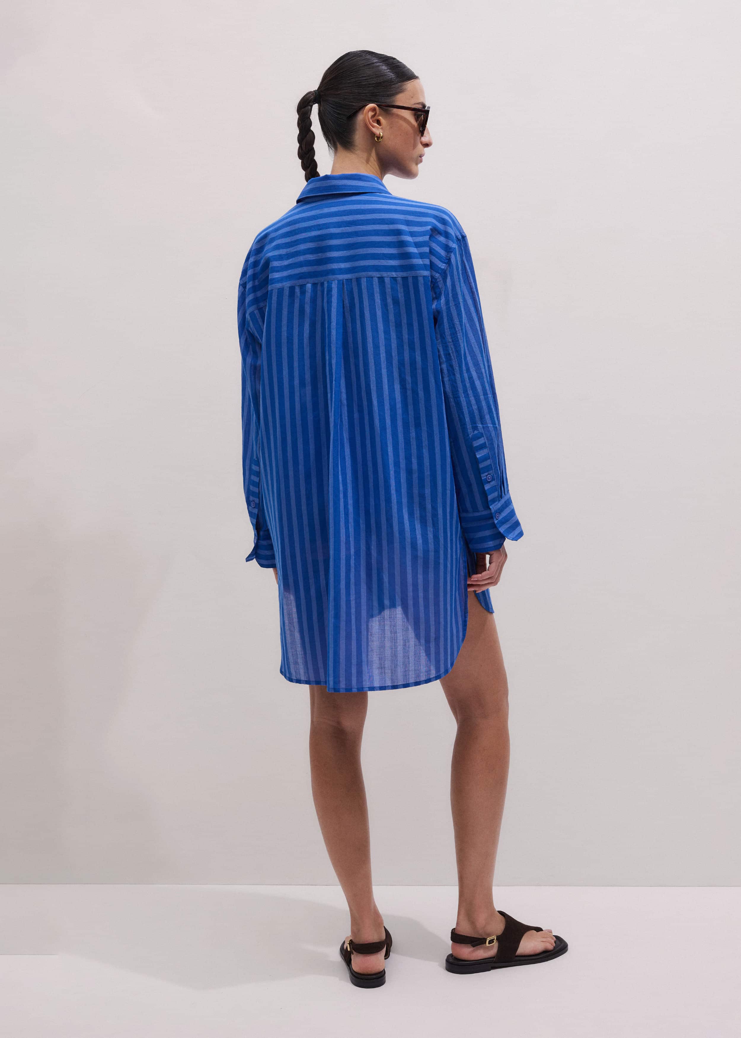 Blue Striped Oversized Beach Shirt meandem