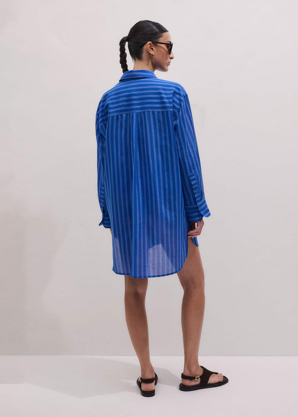 Blue Striped Oversized Beach Shirt meandem