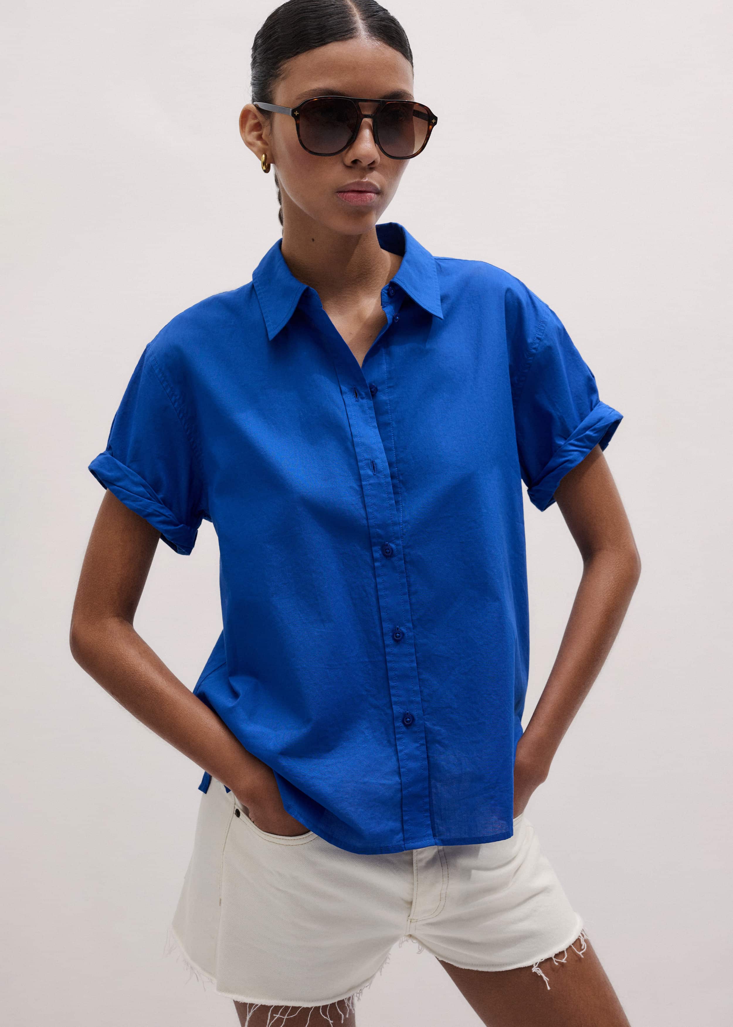Blue Turn-Up Cuff Shirt meandem