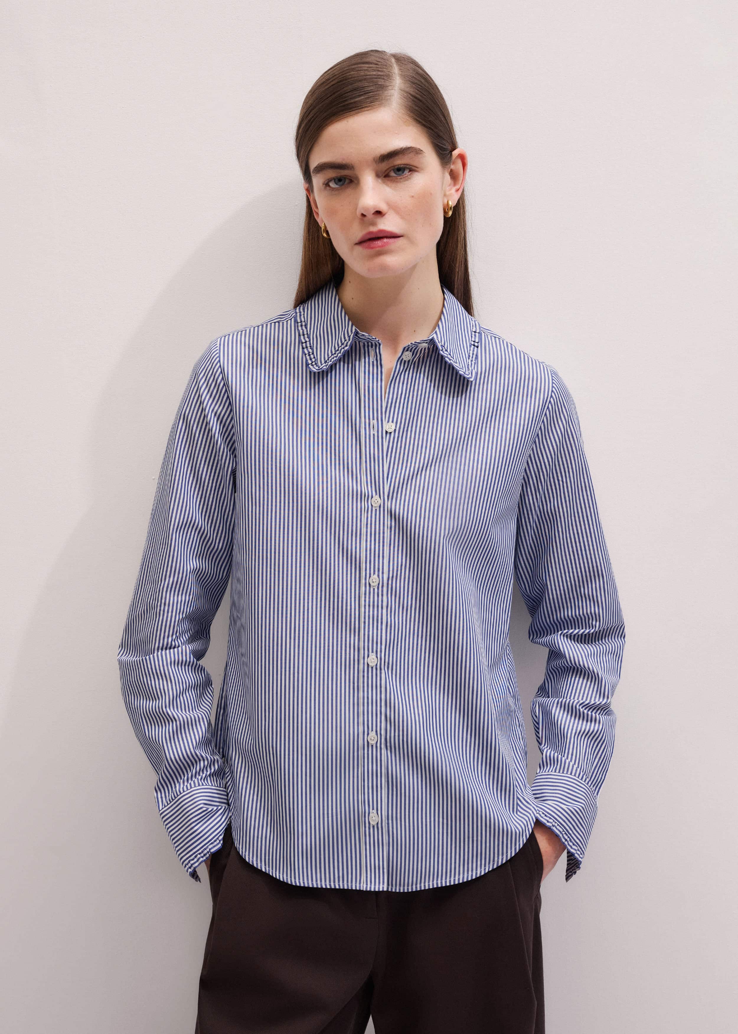 Navy Stripe Frill Collar Forever Shirt meandem