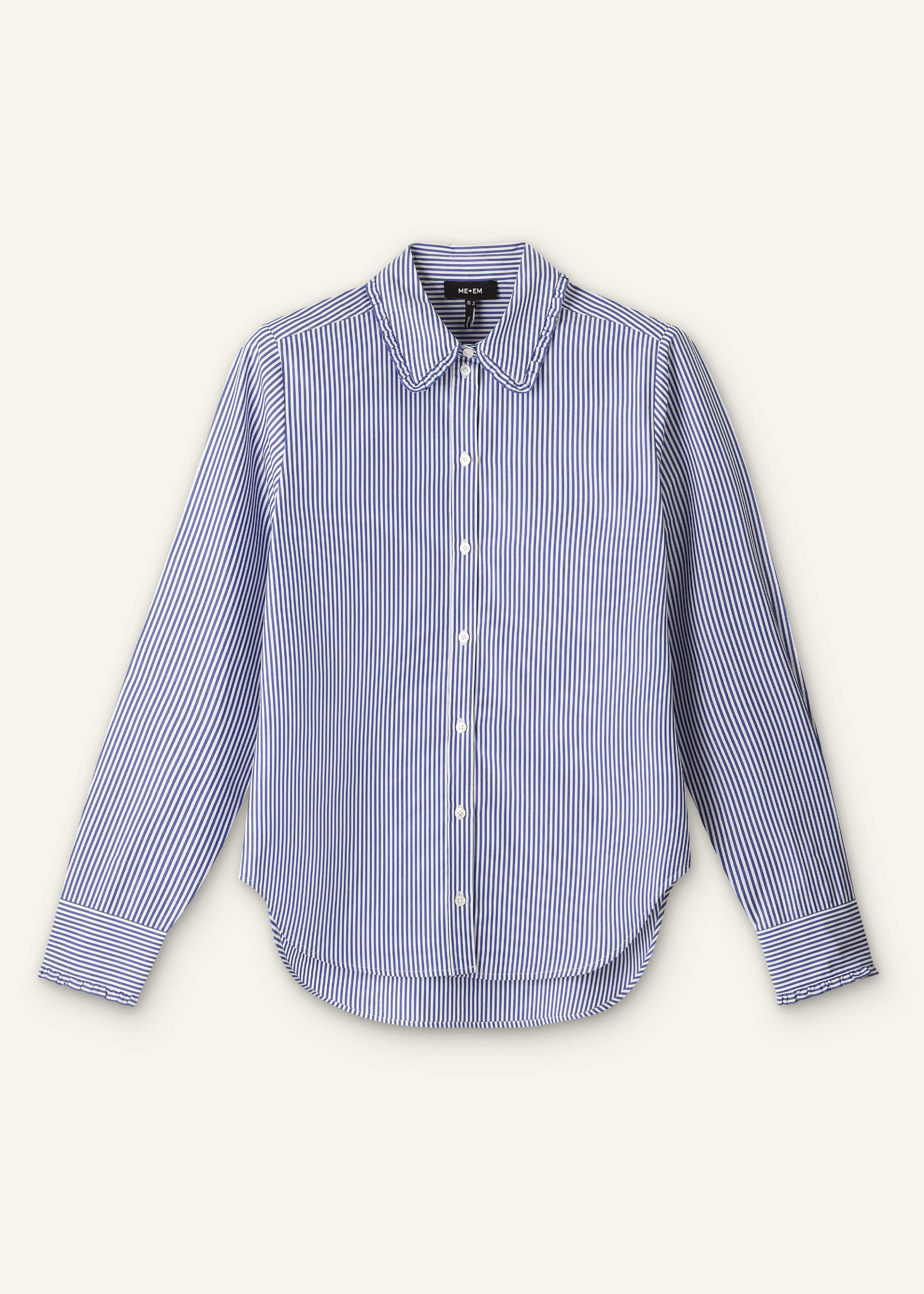 Navy Stripe Frill Collar Forever Shirt meandem