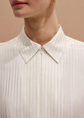 Cream AM-PM Stripe Fluid Satin Shirt + Tie meandem