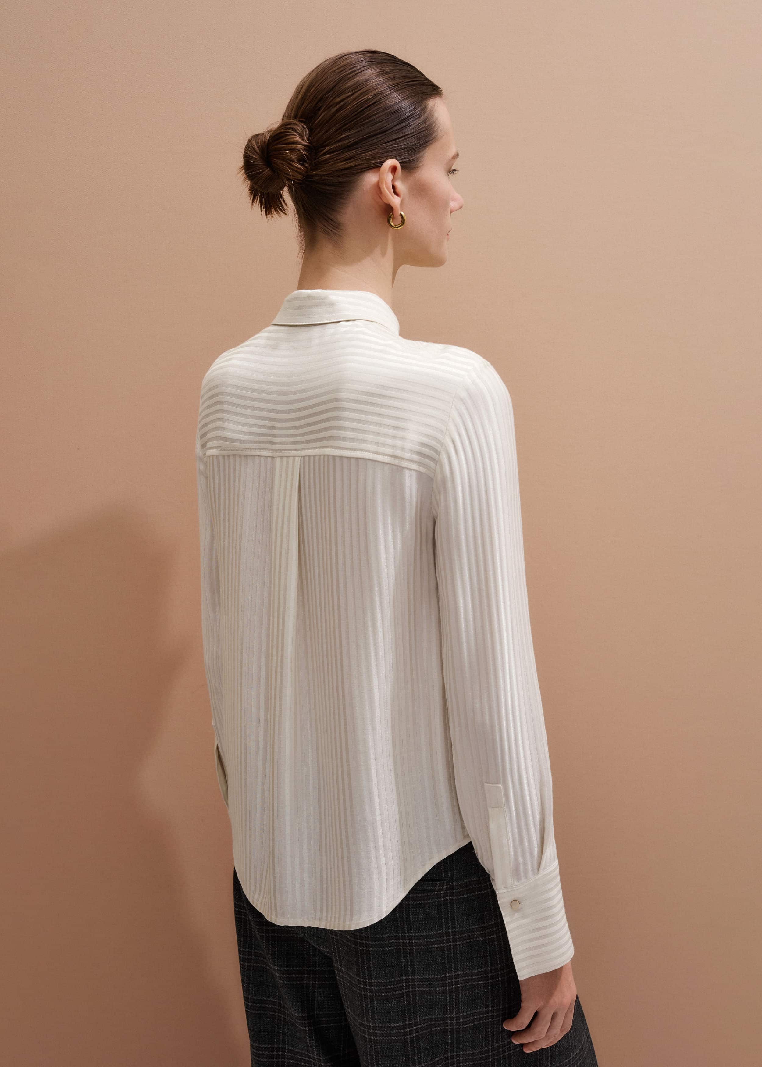 Cream AM-PM Stripe Fluid Satin Shirt + Tie meandem