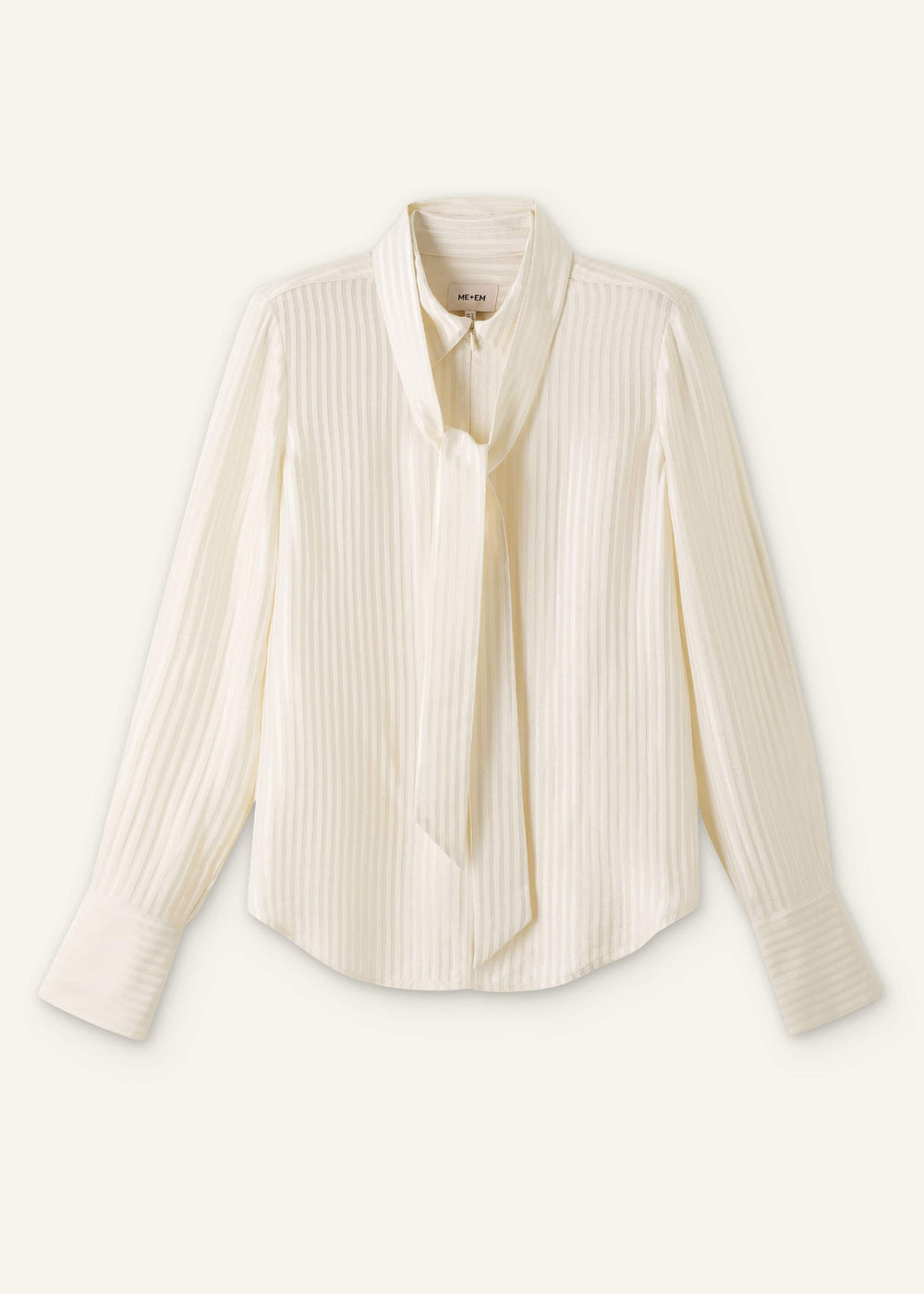 Cream AM-PM Stripe Fluid Satin Shirt + Tie meandem