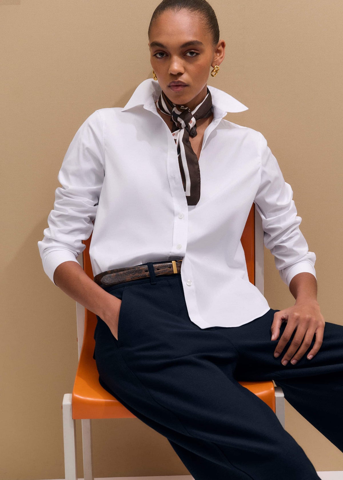 White Icon Fitted Swan Logo Shirt meandem