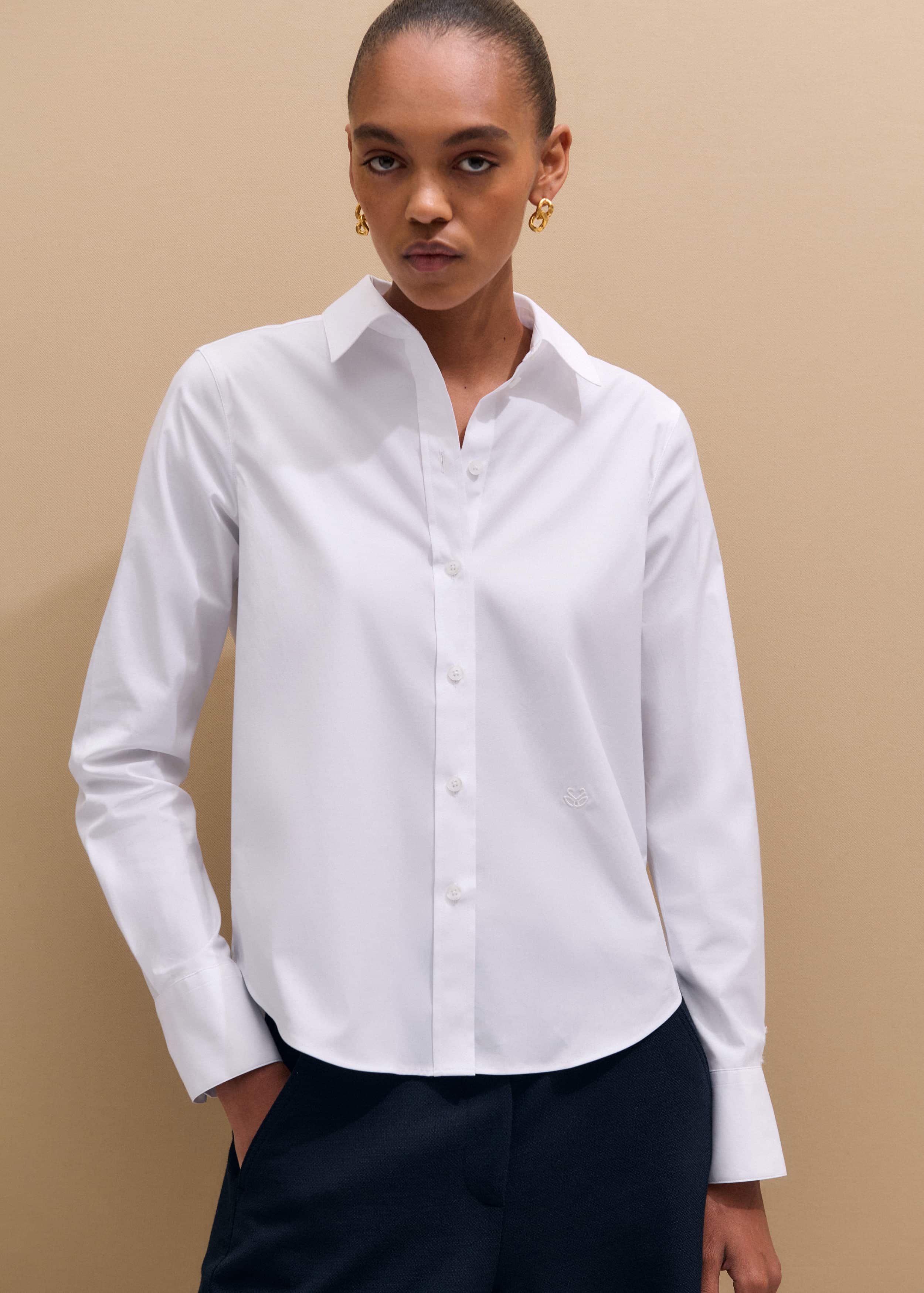 White Icon Fitted Swan Logo Shirt meandem