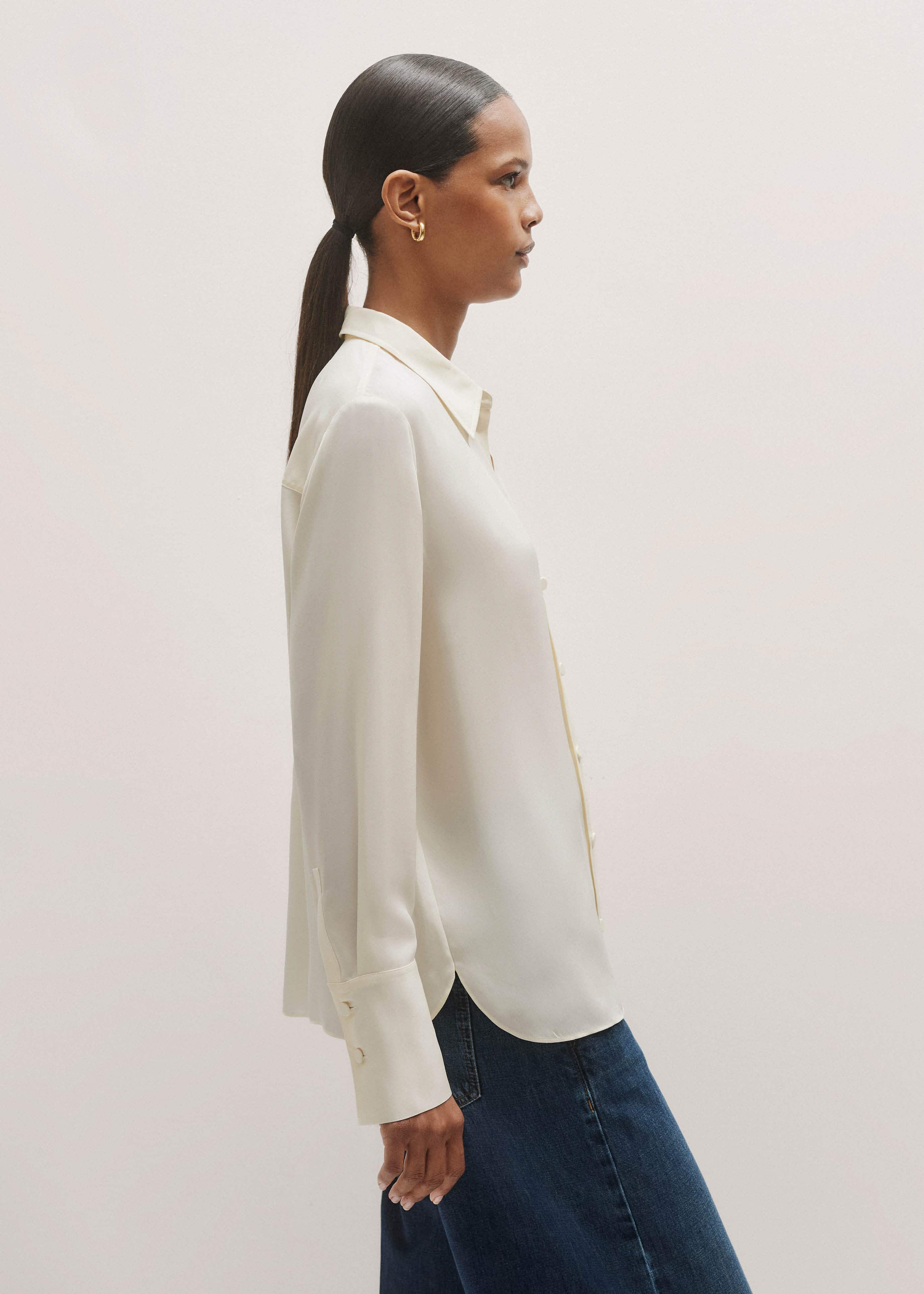 Cream Silk Shirt meandem