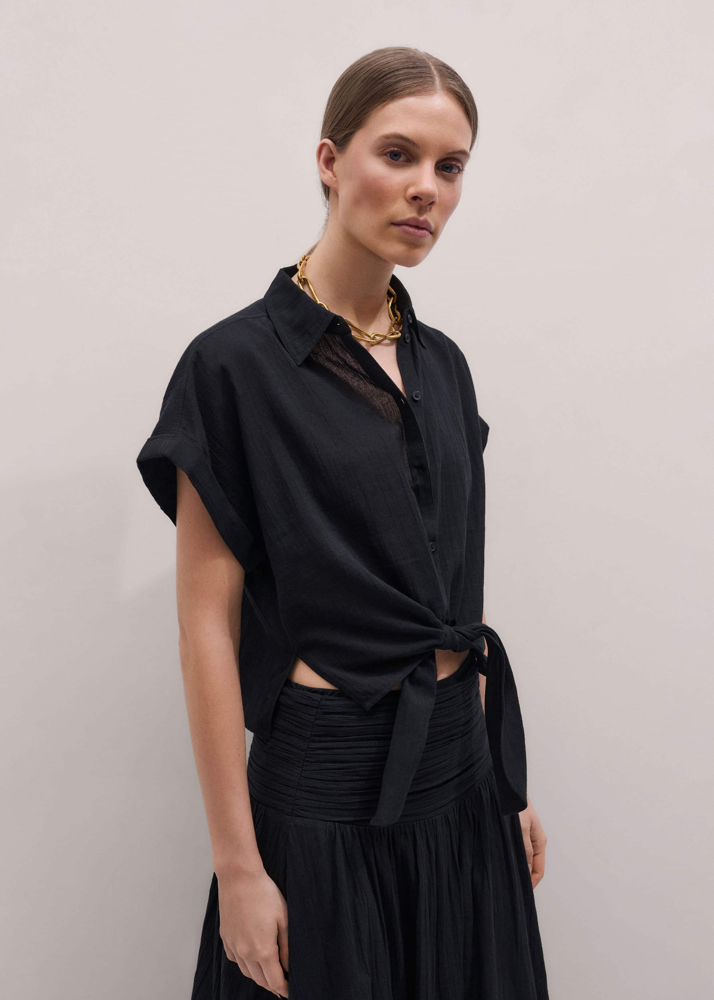 Black Tie Front Beach Shirt meandem