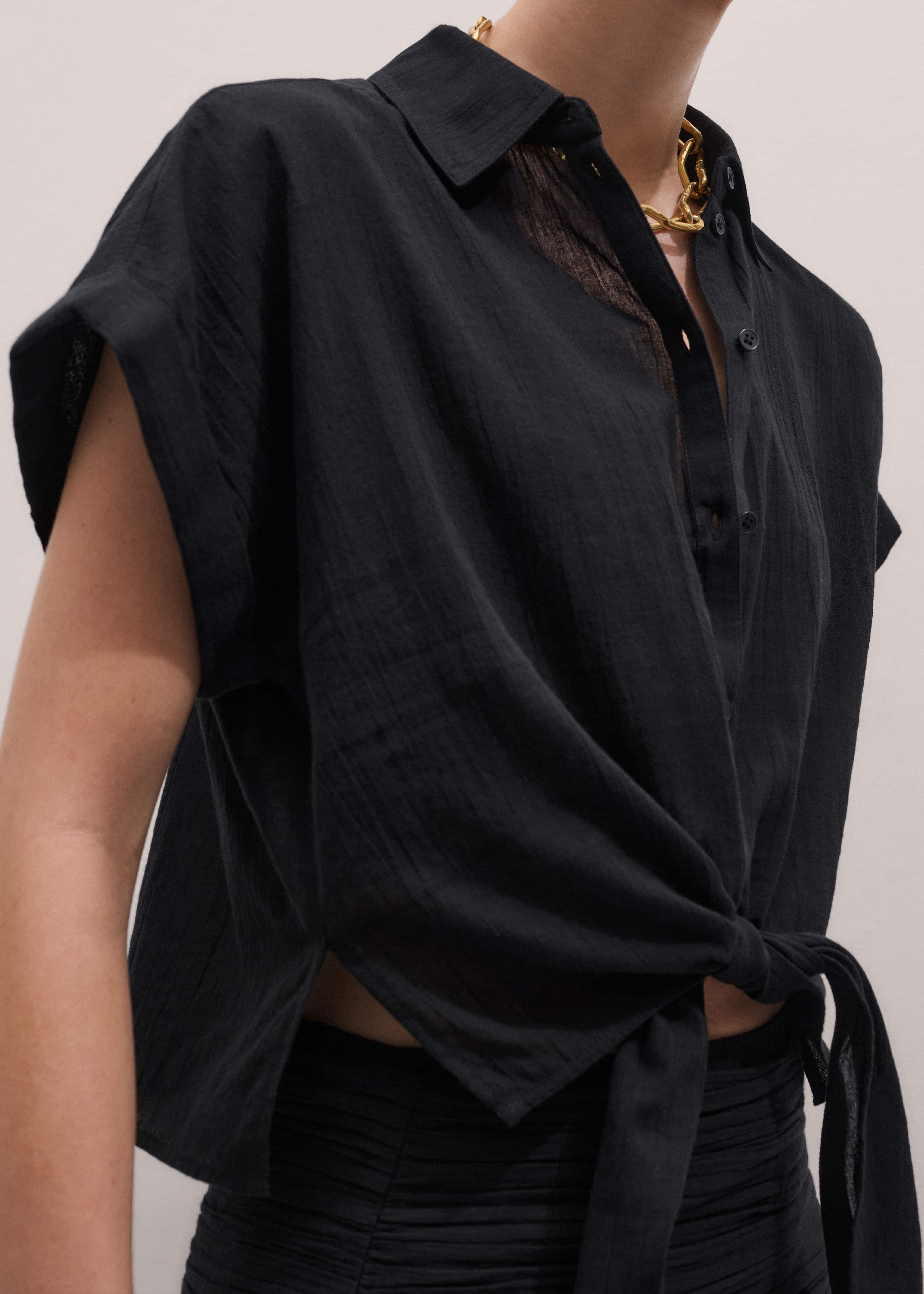 Black Tie Front Beach Shirt meandem