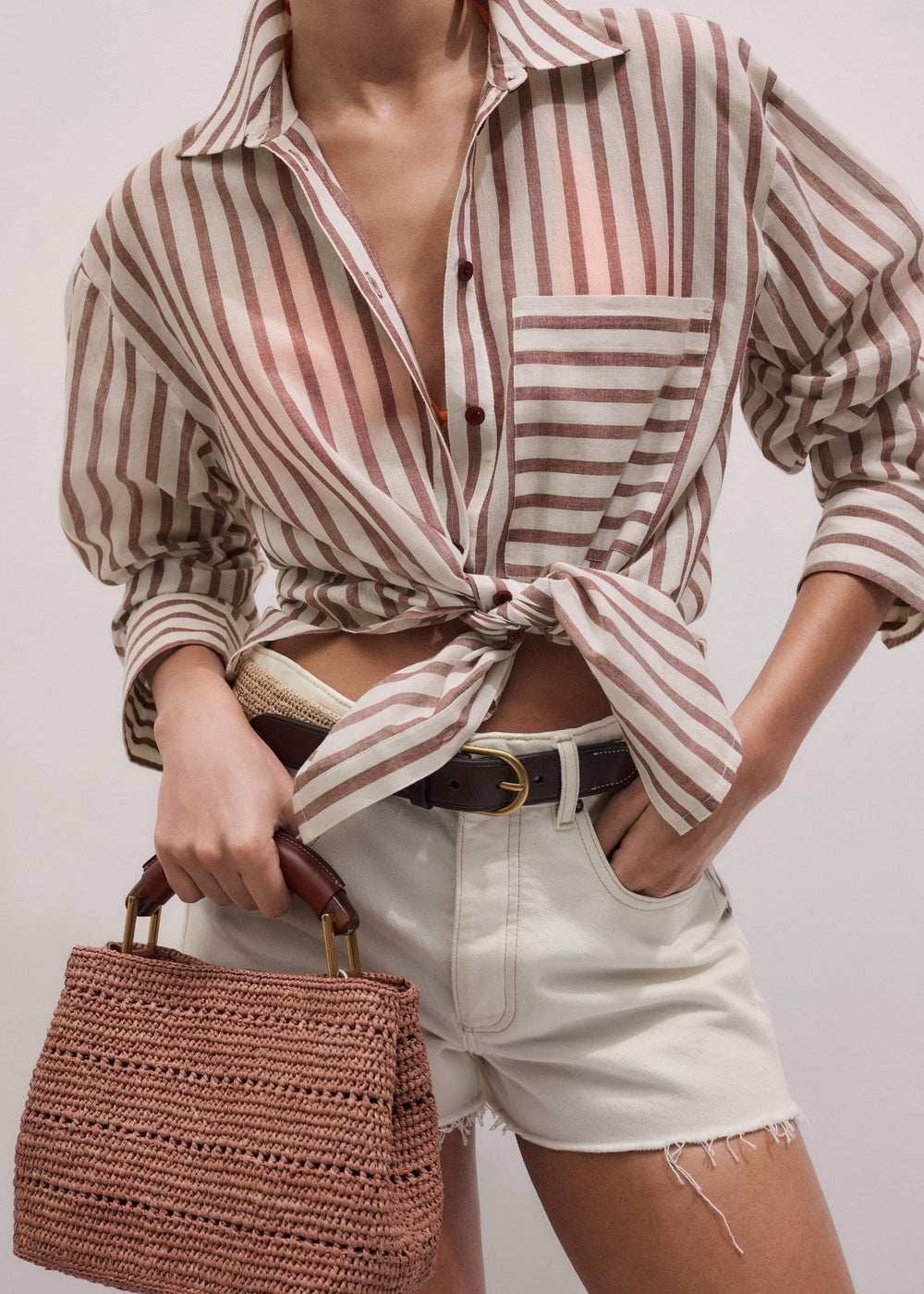 Cinnamon Brown Stripe Boyfriend Shirt meandem