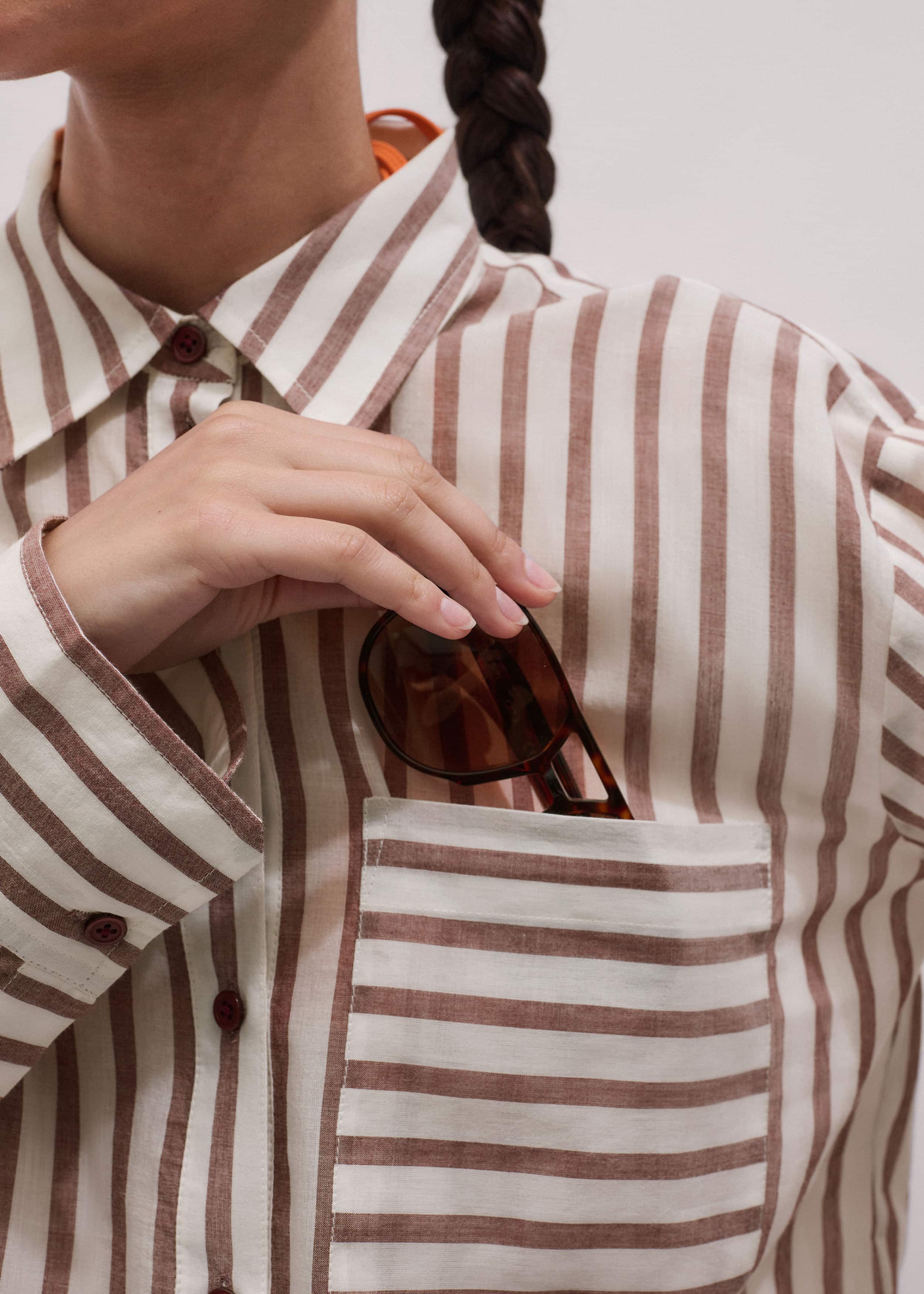 Cinnamon Brown Stripe Boyfriend Shirt meandem