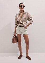 Cinnamon Brown Stripe Boyfriend Shirt meandem
