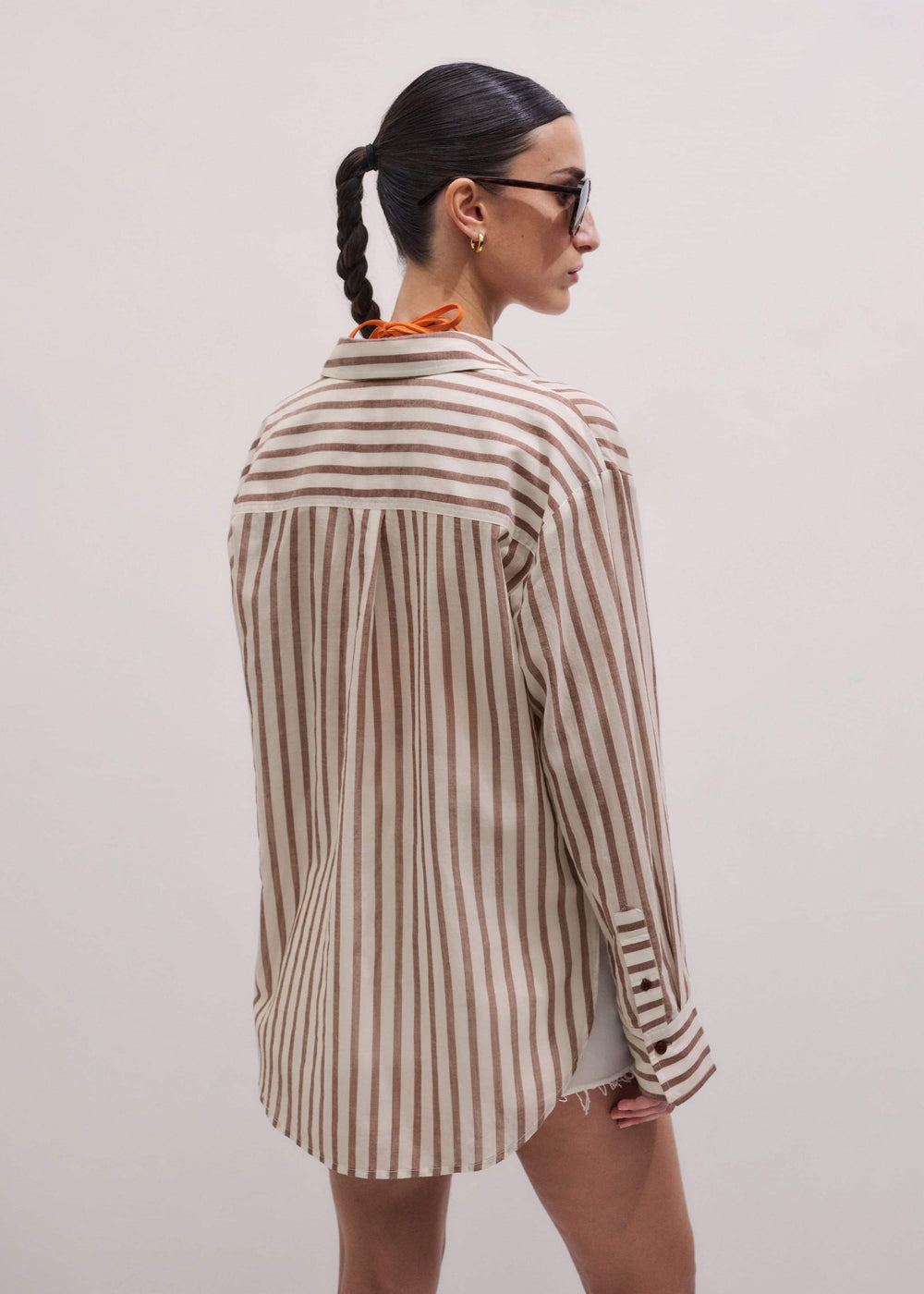 Cinnamon Brown Stripe Boyfriend Shirt meandem