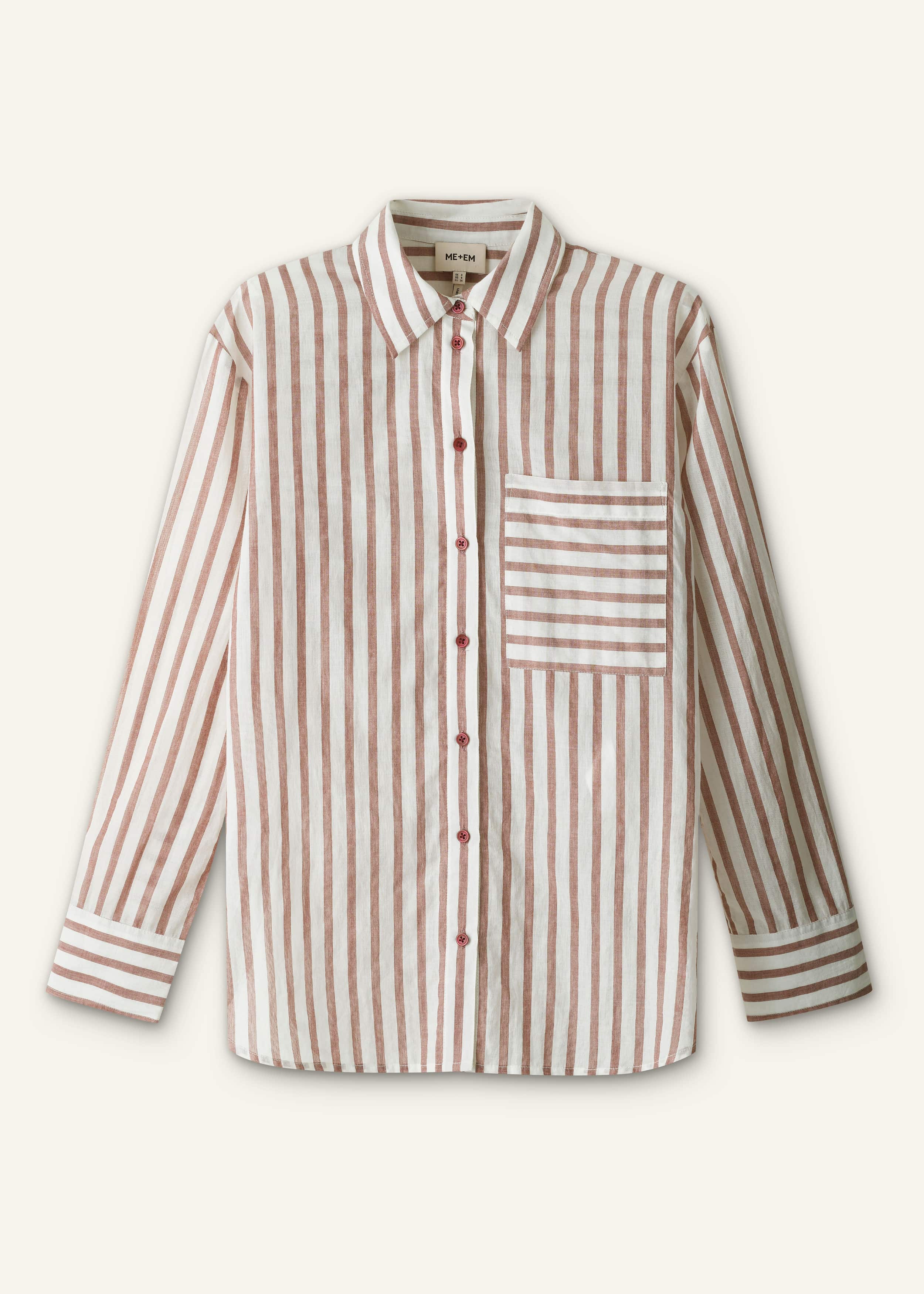 Cinnamon Brown Stripe Boyfriend Shirt meandem