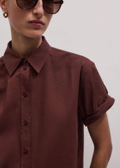 Cinnamon Brown Turn-Up Cuff Shirt meandem
