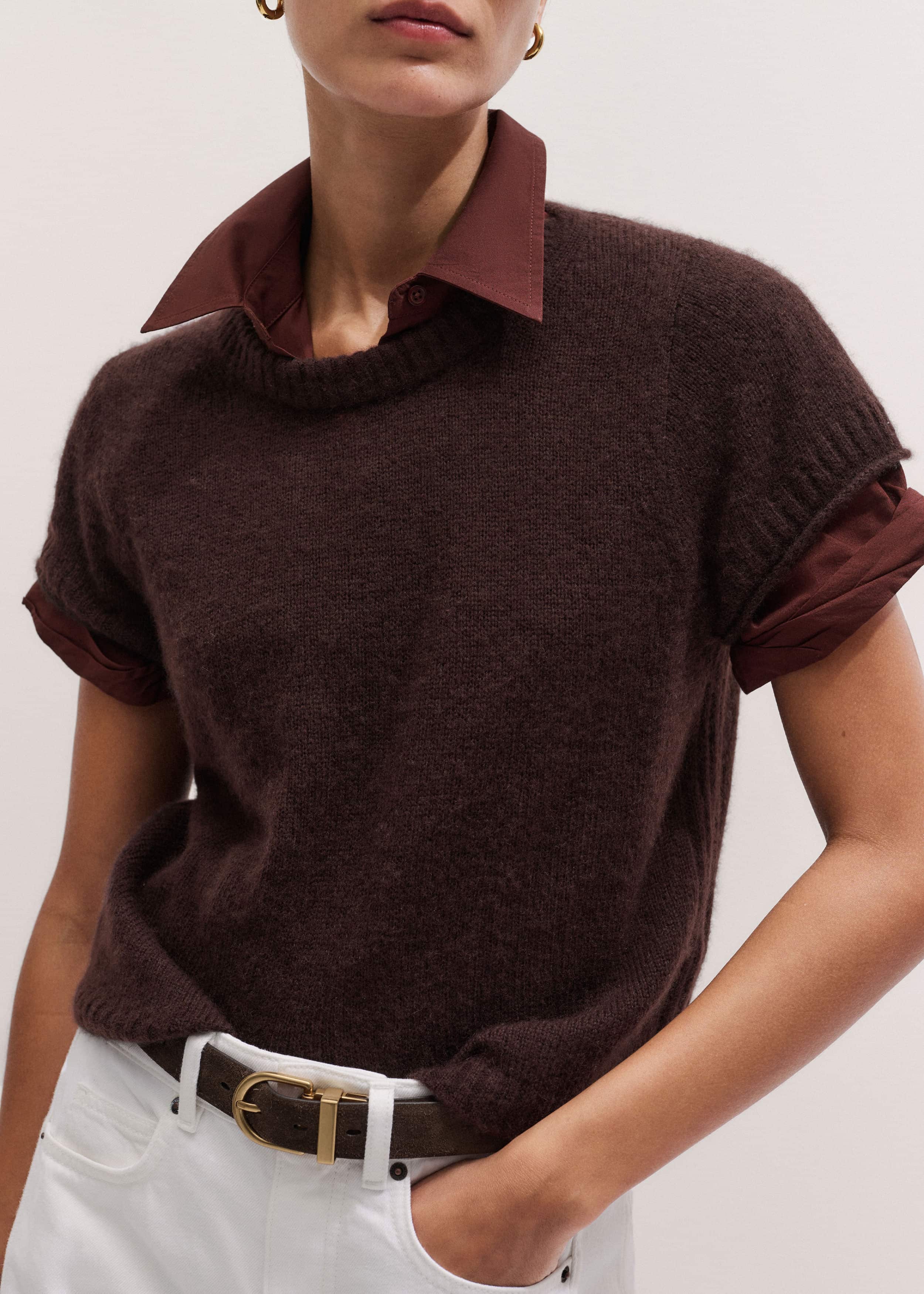 Cinnamon Brown Turn-Up Cuff Shirt meandem