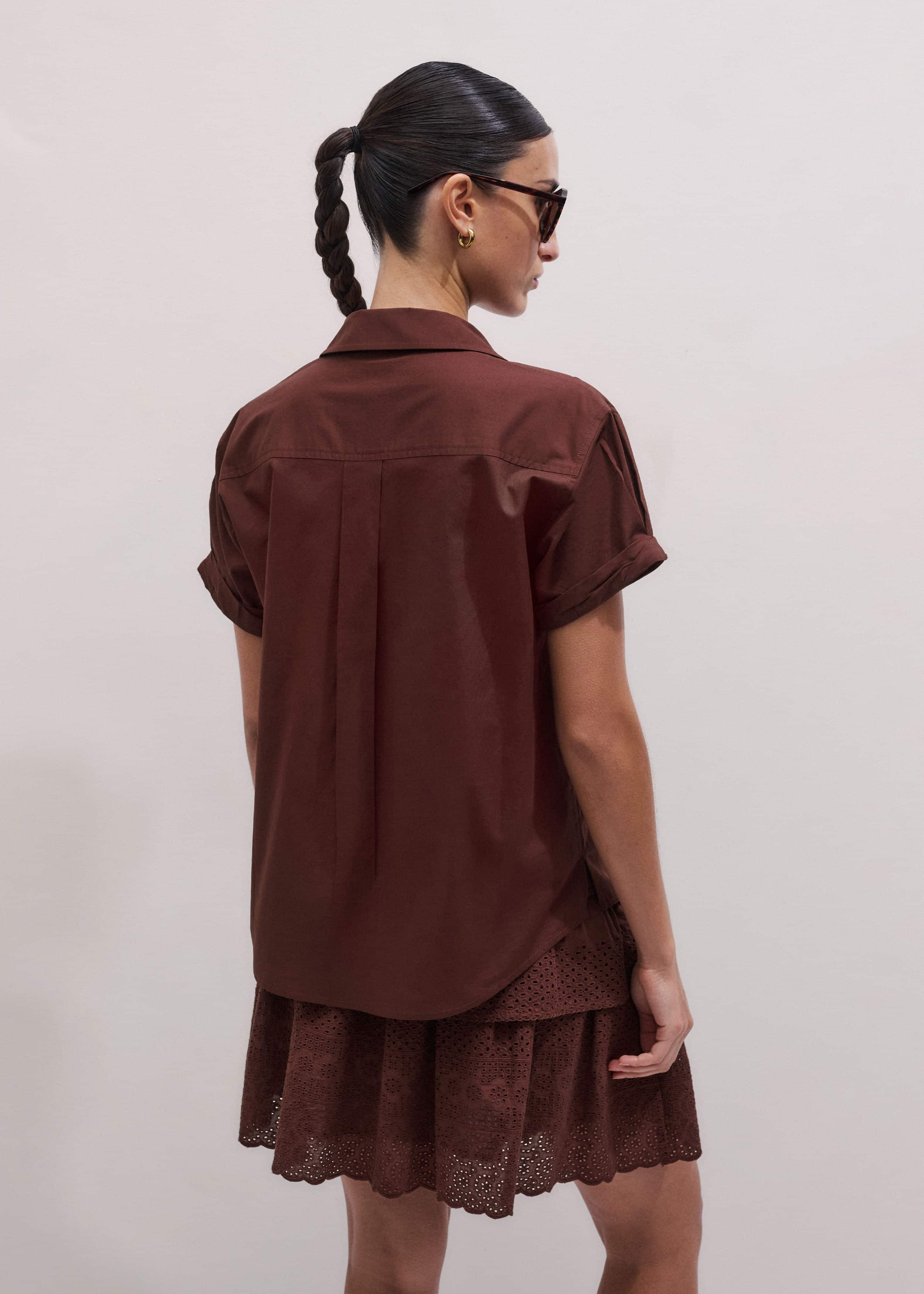 Cinnamon Brown Turn-Up Cuff Shirt meandem