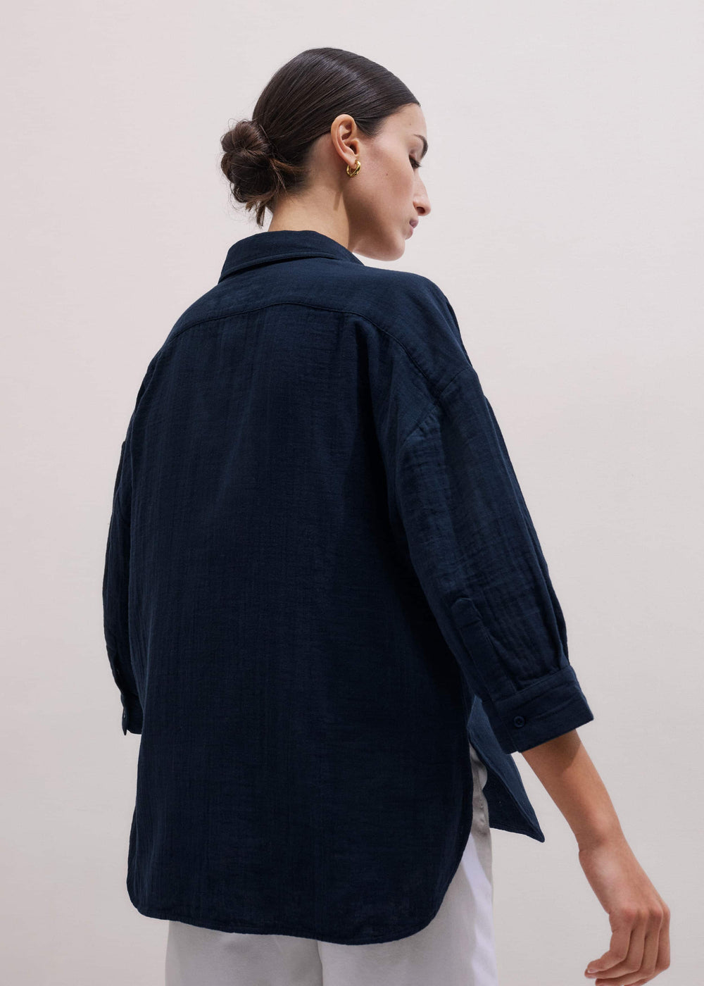Navy Cheesecloth Relaxed Summer Shirt meandem
