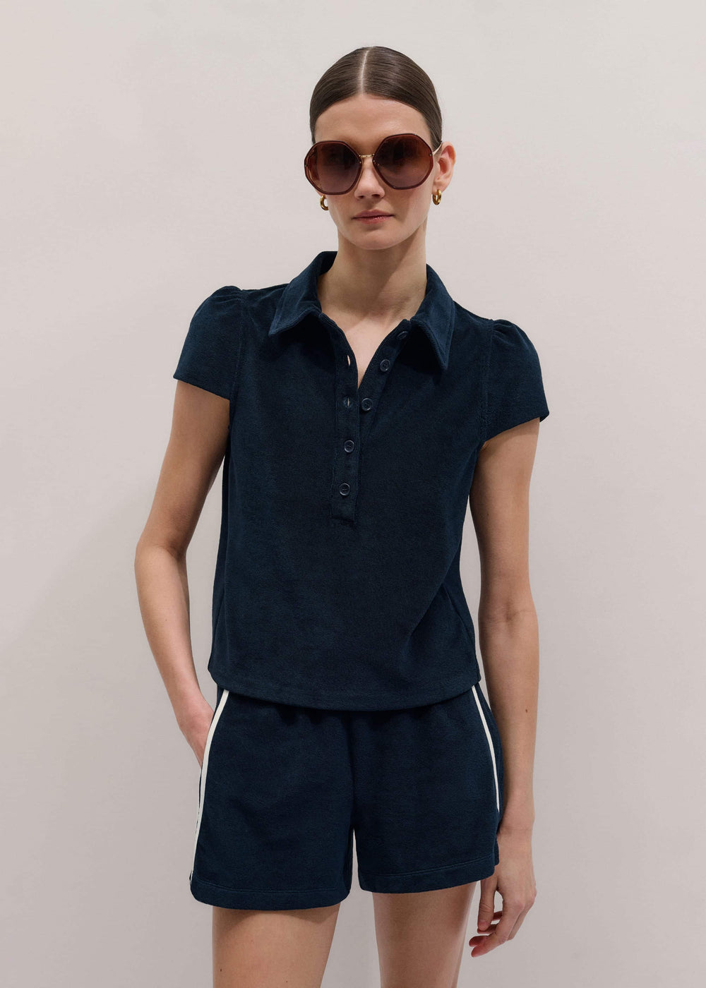 Navy Sporty Smart Polo Top meandem