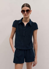 Navy Sporty Smart Polo Top meandem