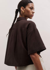 Brown Tie Front Beach Shirt meandem