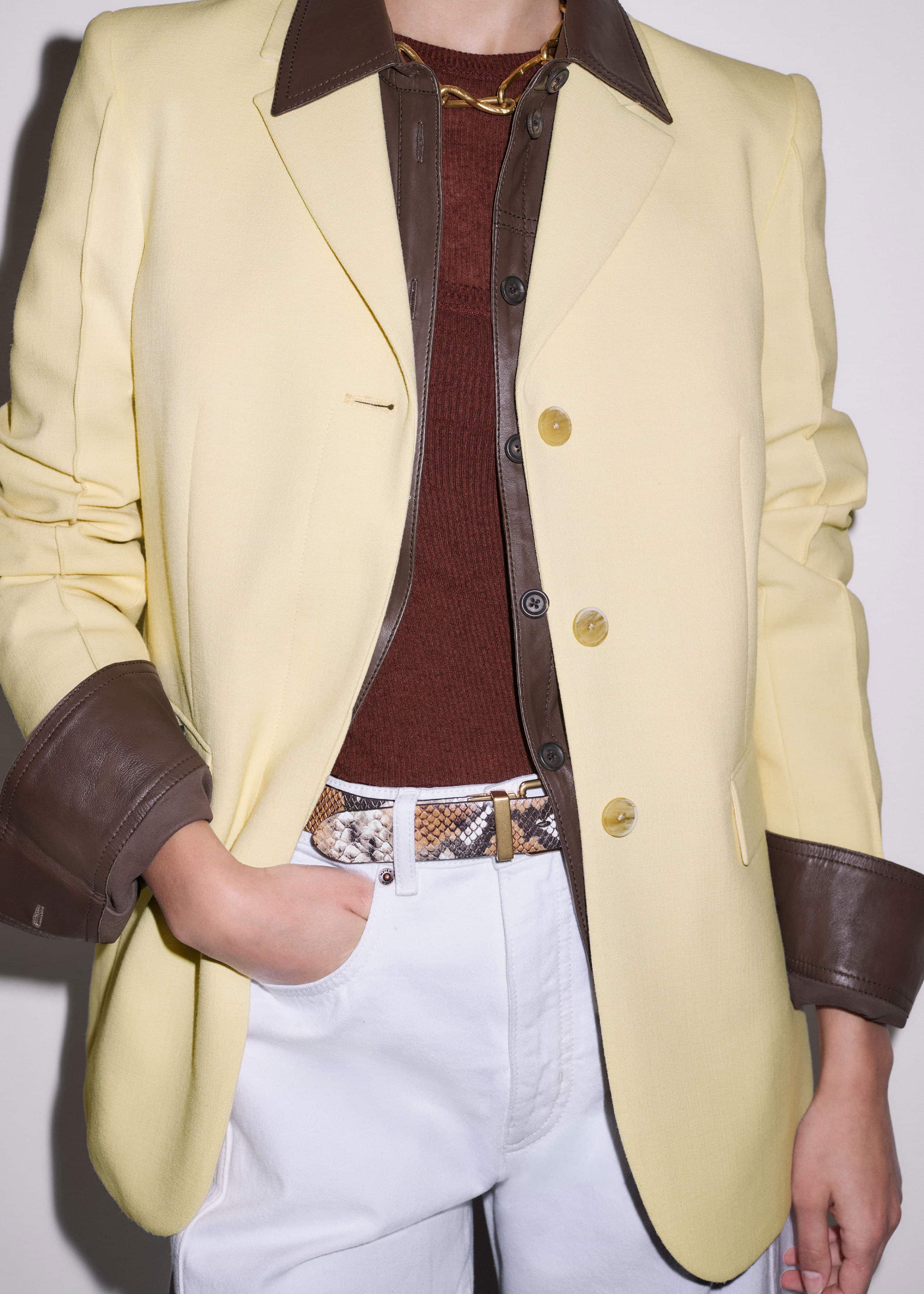 Brown Luxe Leather Straight Shirt meandem