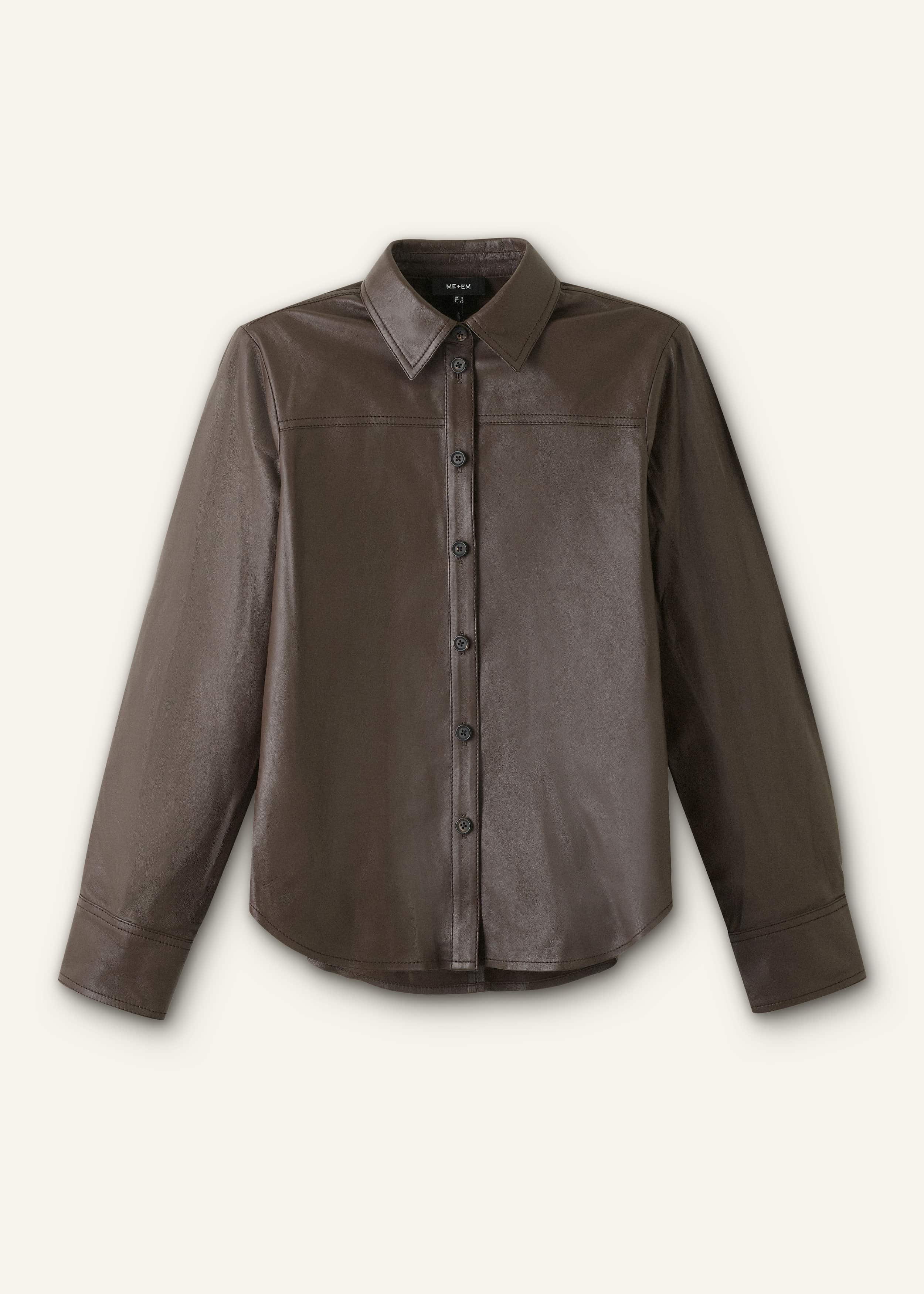 Brown Luxe Leather Straight Shirt meandem