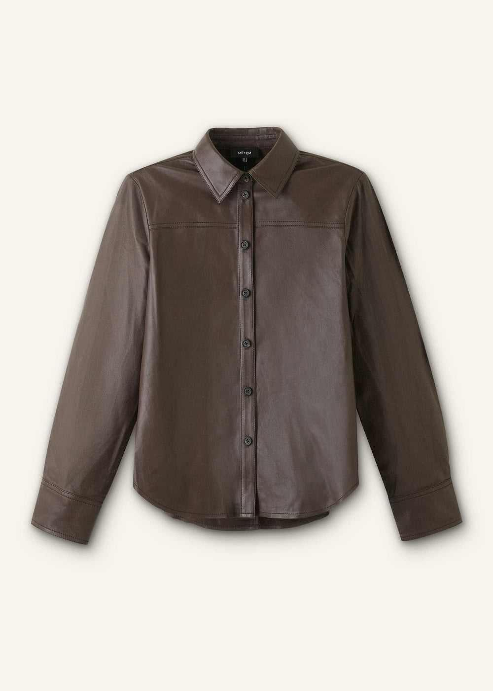 Brown Luxe Leather Straight Shirt meandem