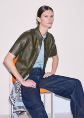 Olive Green Leather Utility Shirt meandem