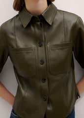 Olive Green Leather Utility Shirt meandem