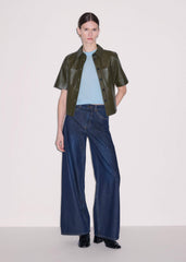 Olive Green Leather Utility Shirt meandem