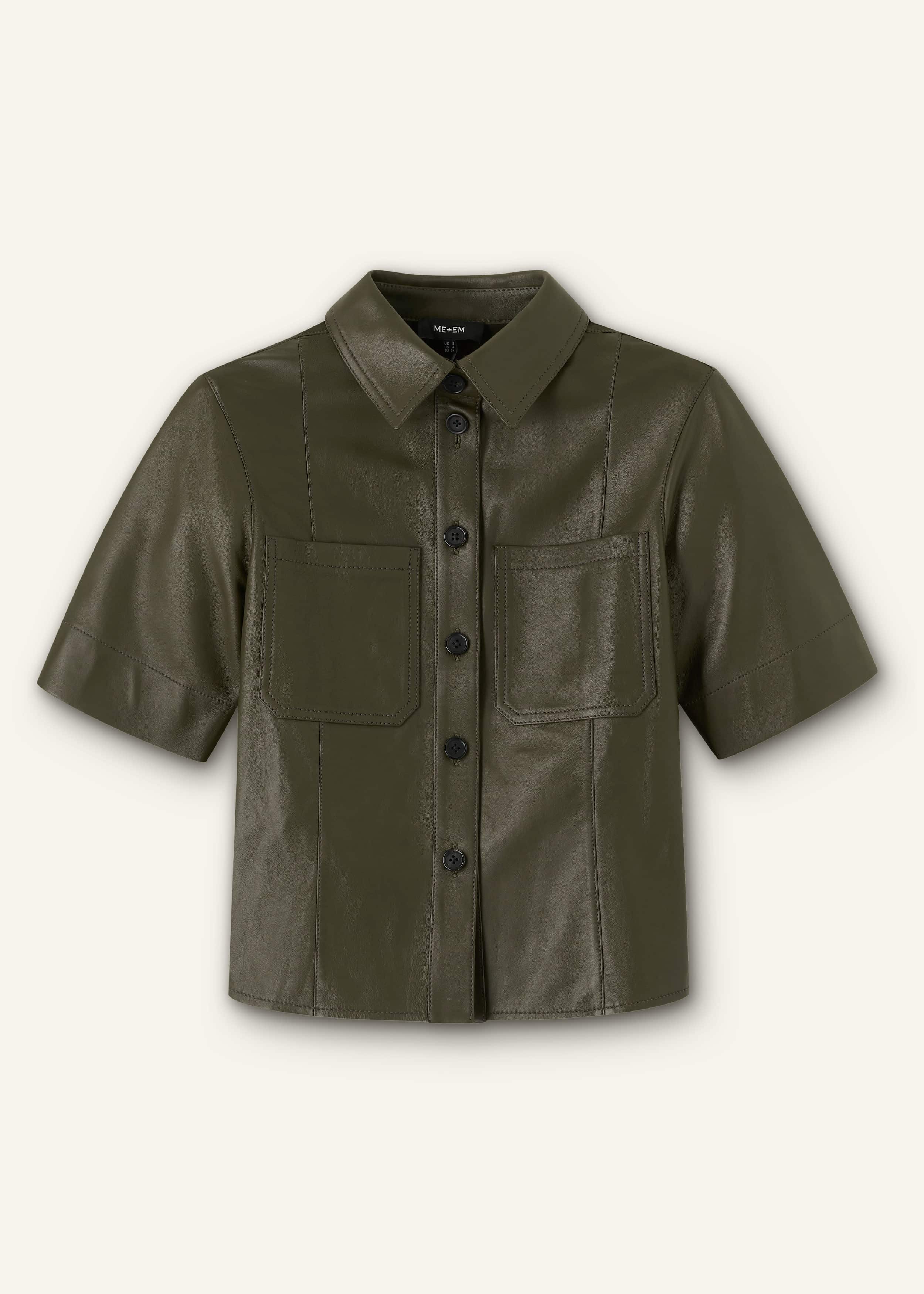Olive Green Leather Utility Shirt meandem