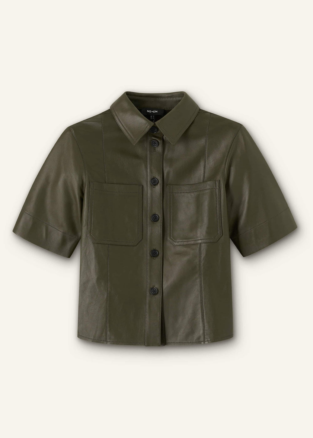 Olive Green Leather Utility Shirt meandem