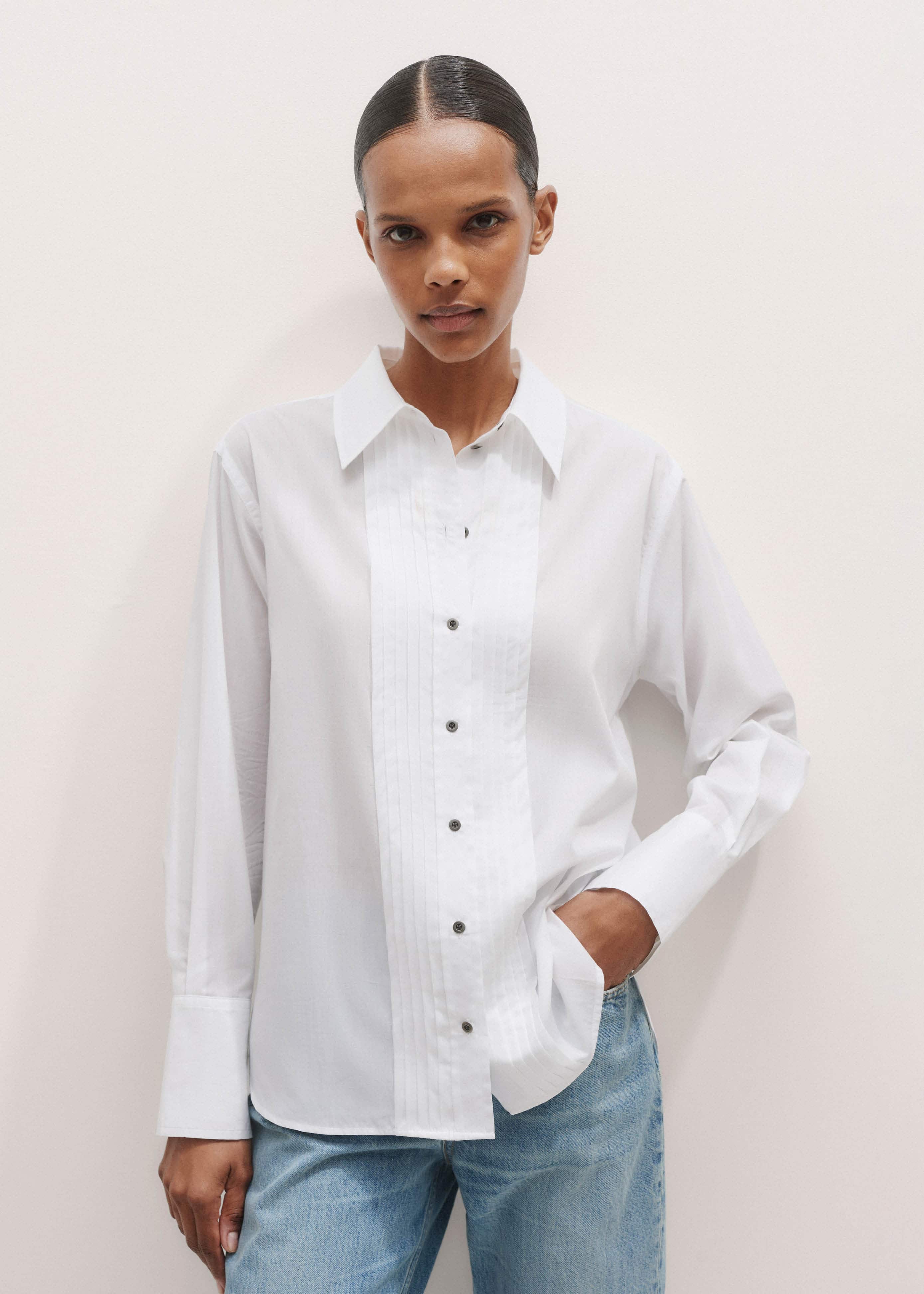 White Relaxed Tux Shirt meandem