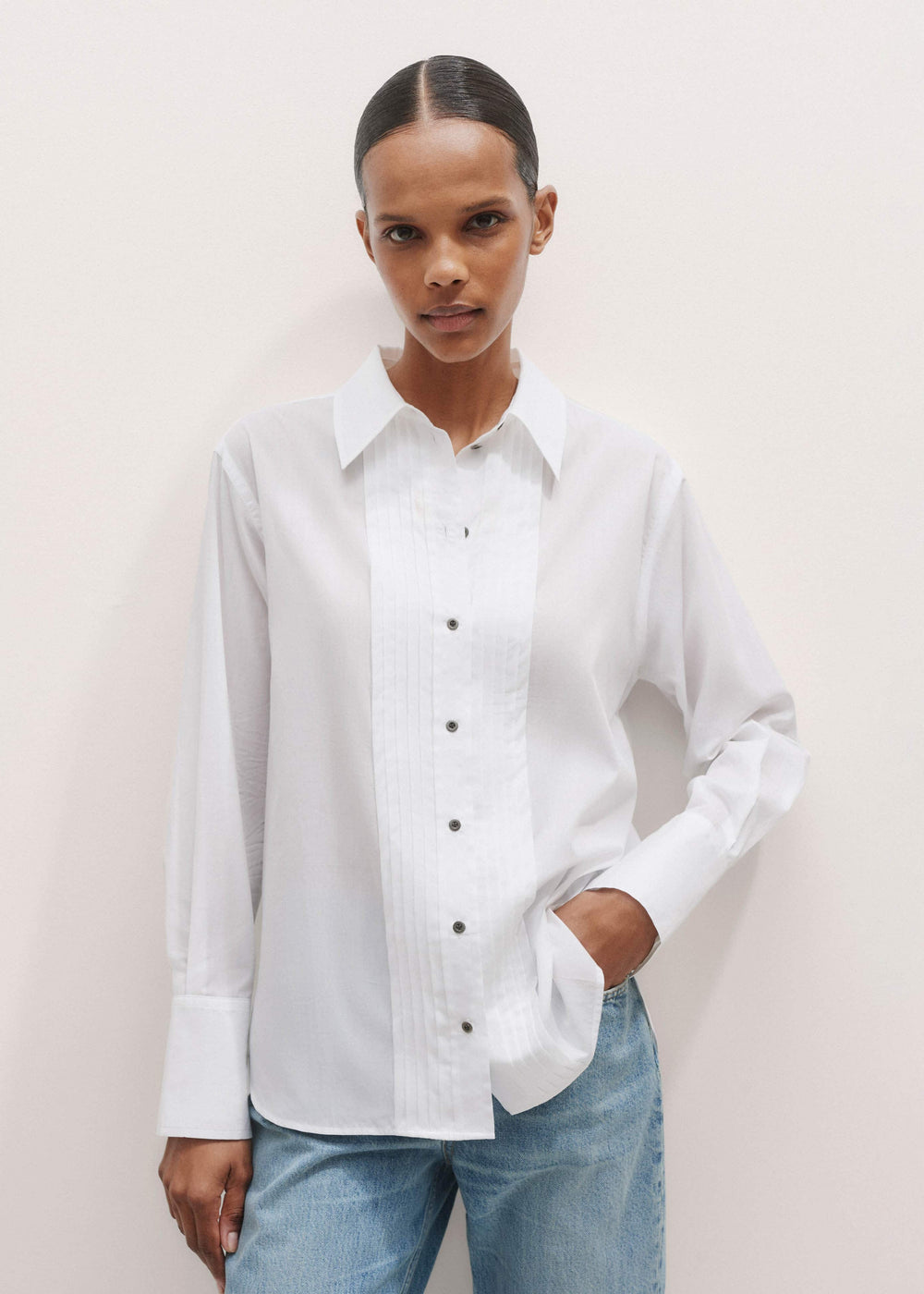 White Relaxed Tux Shirt meandem