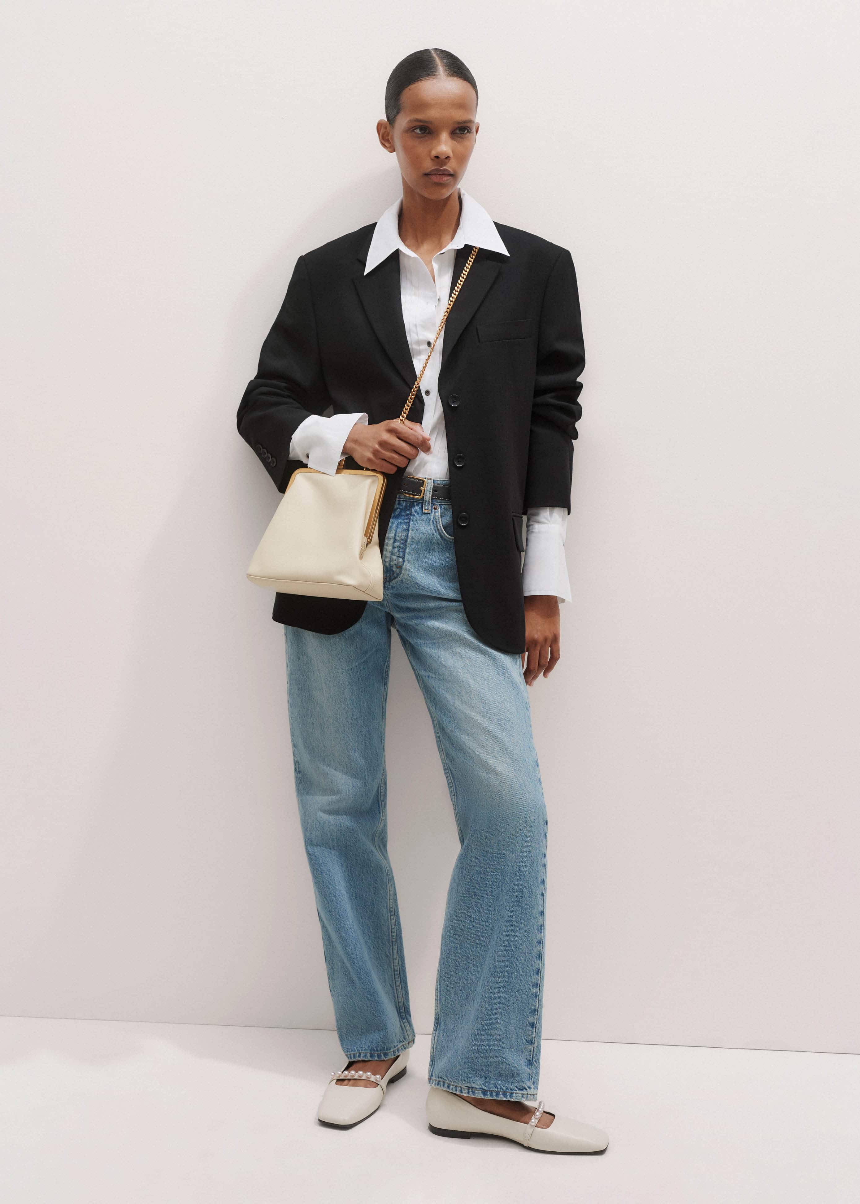 White Relaxed Tux Shirt meandem