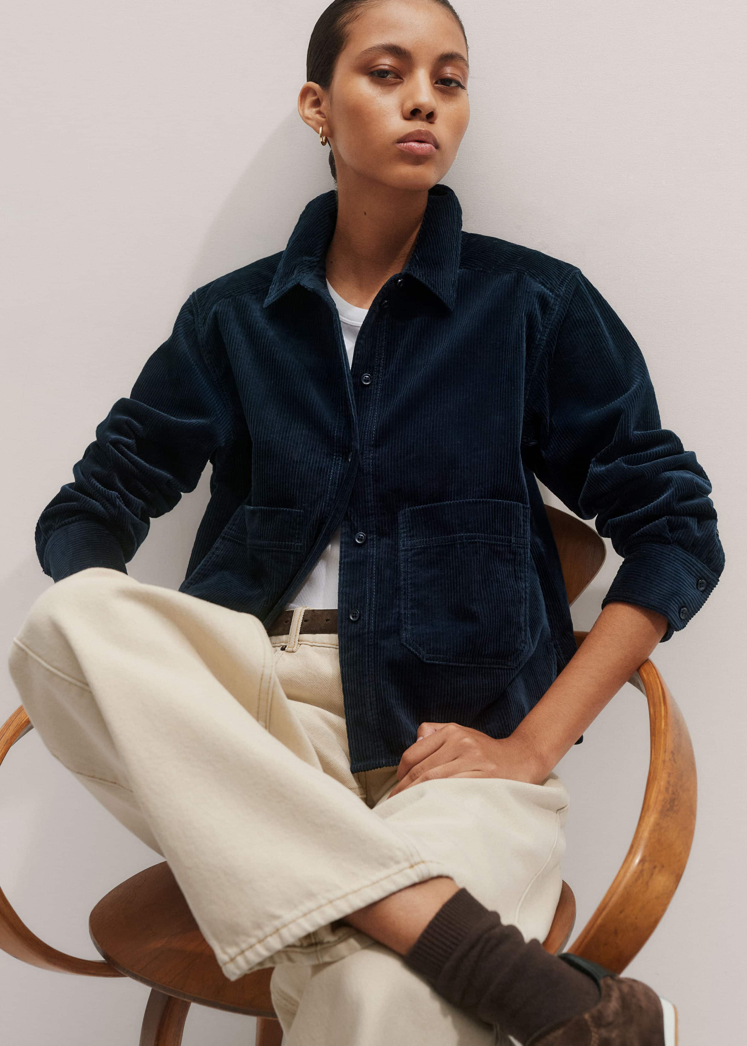 Navy Boxy Shacket meandem