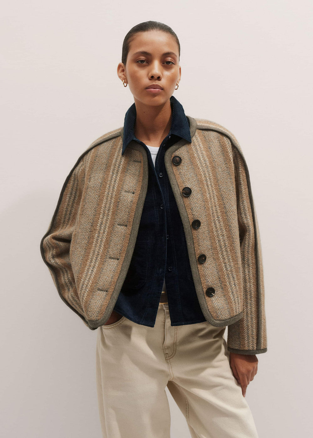 Navy Boxy Shacket meandem
