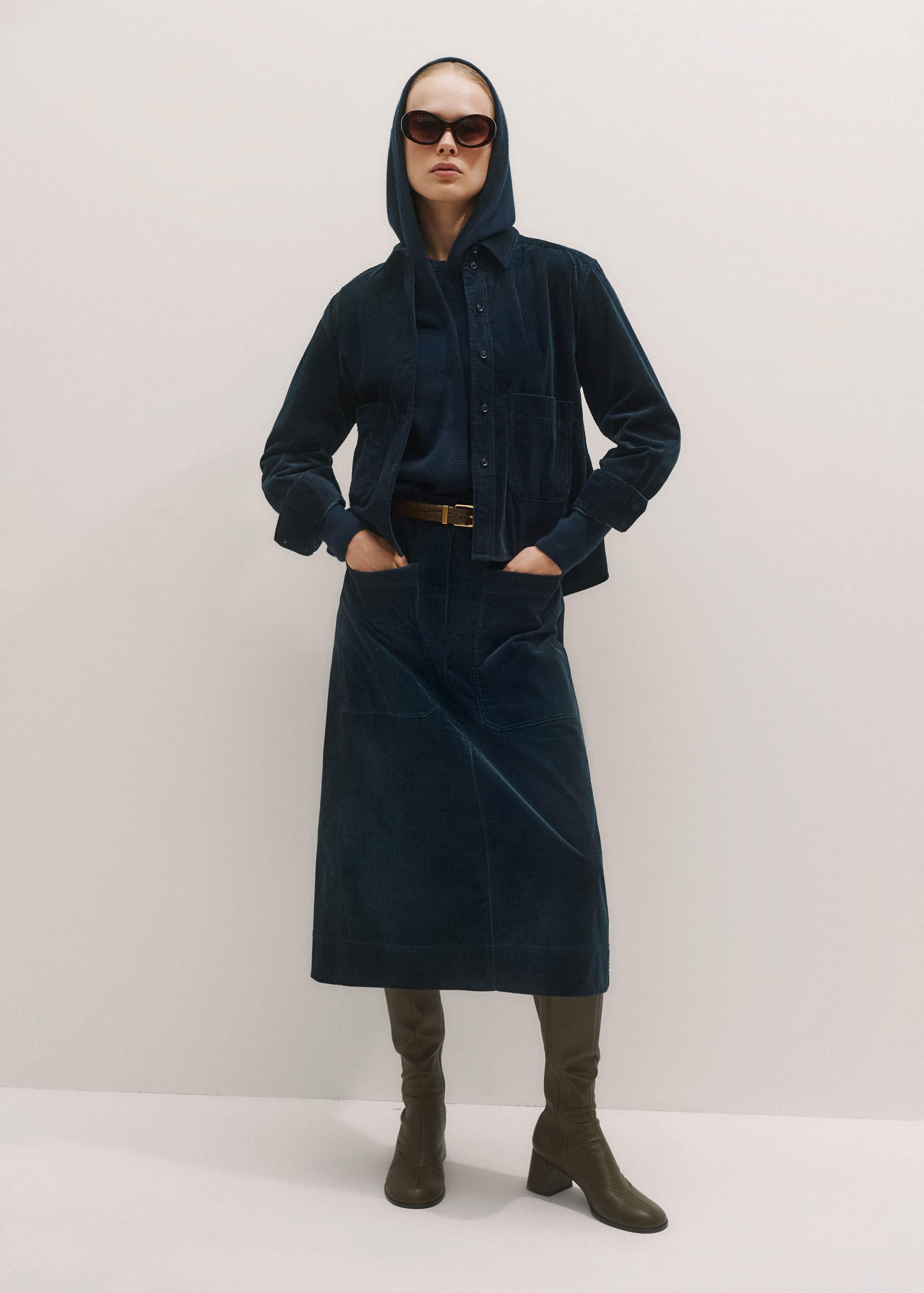 Navy Boxy Shacket meandem