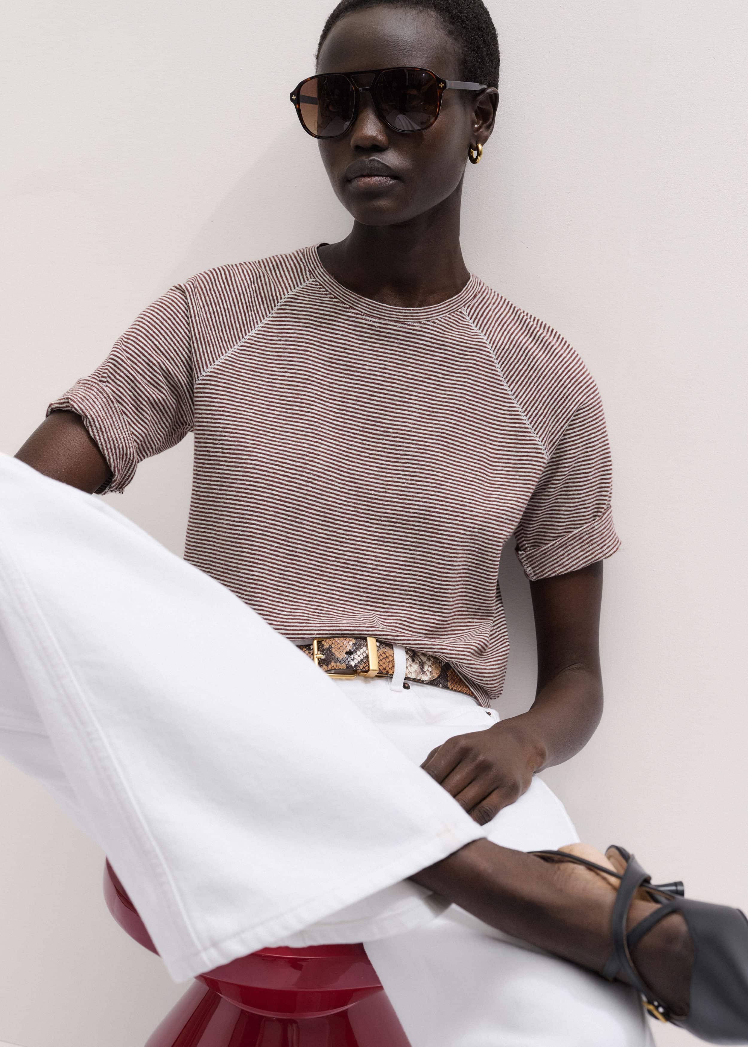 Cinnamon Soft Washed Stripe Raglan Tee meandem