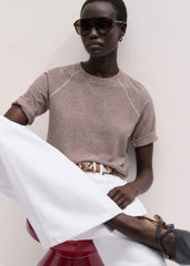 Cinnamon Soft Washed Stripe Raglan Tee meandem