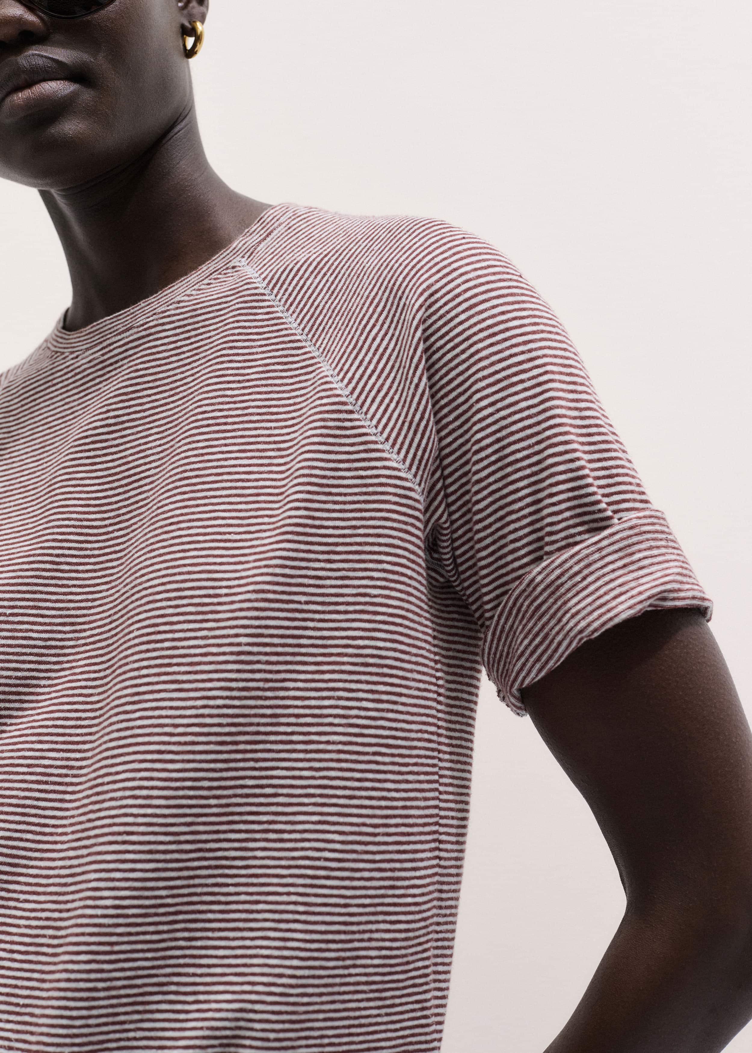 Cinnamon Soft Washed Stripe Raglan Tee meandem